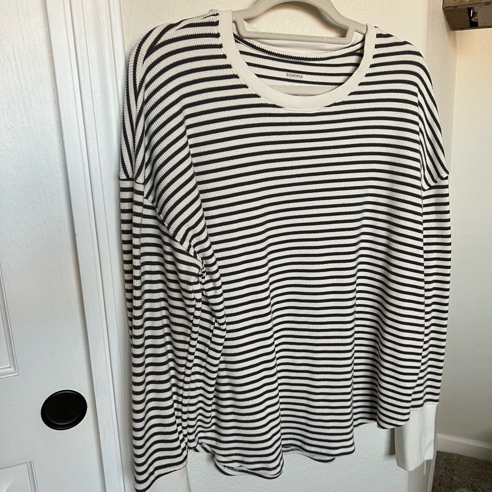 Sonoma Black and White Striped Crewneck